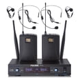 thumbnail image 1 of Dual Channel UHF Wireless Microphone System, 2x30 Adjustable Frequencies, Lavalier & Headset Microphone System for Meeting, Church, 300ft Range (2 Bodypack), 1 of 7