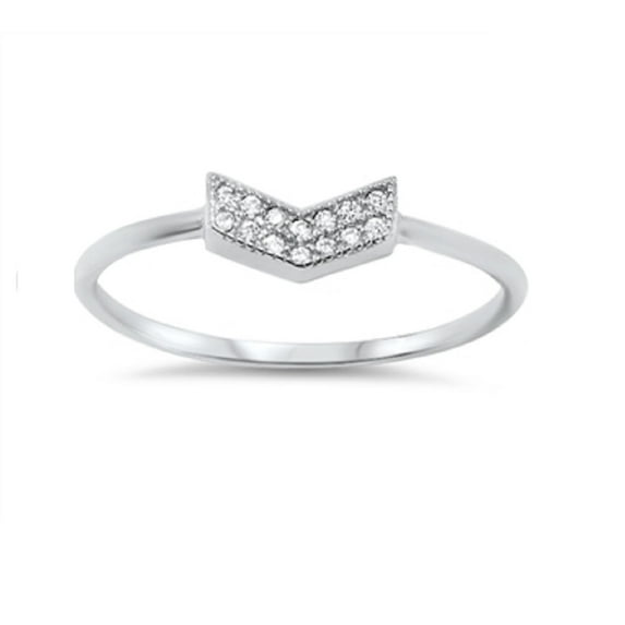 Dual Channel V Cubic Zirconia Ring Sterling Silver 925