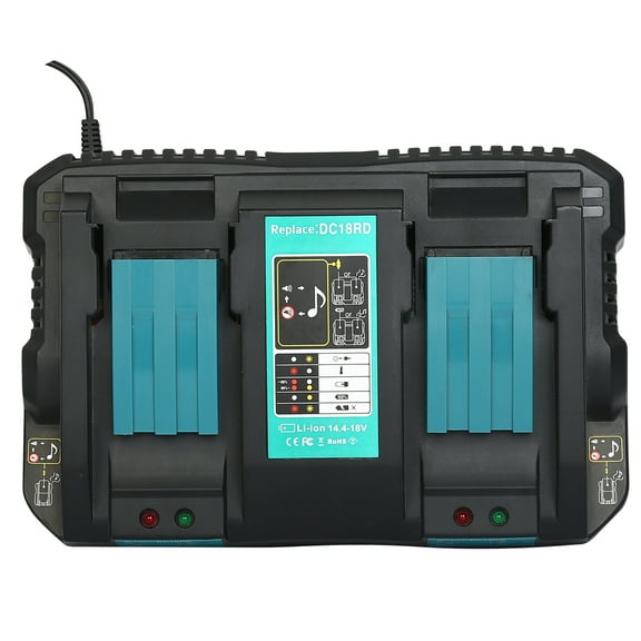 Dual Charging Ports Rapid Charger DC18RD for Makita Tools,Compatible with Makita BL1415 BL1430 BL1830 BL1840 BL1850 BL1850B BL1860B