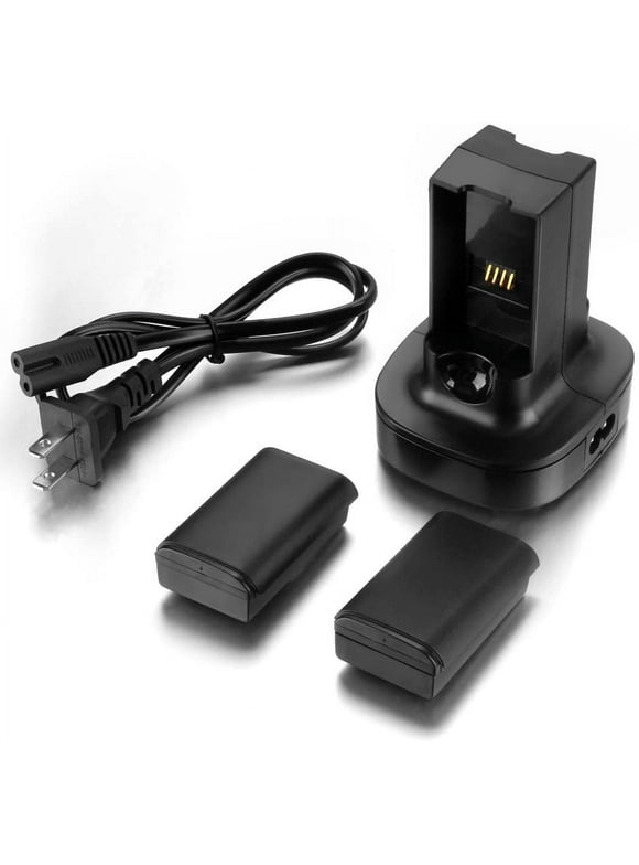 Dual Charging Station Dock Charger Stand Base with 2 Pack Batteries Replacement for Xbox 360 Wireless Controller