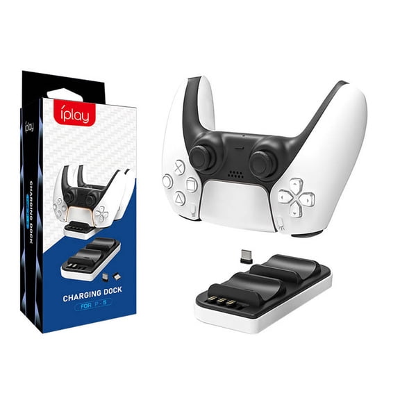 Dual Charging Station for PS5 Controllers with USB-C Adapter - Fast Charger Dock for DualSense/DualSense Edge, LED Indicators, Overcharge Protection, Universal Power Compatibility | PS5 Accessories