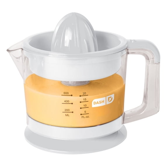 Dash Citrus Juicer Extractor: Compact Juicer for Healthy Juice, Oranges, Lemons, Limes, Grapefruit & other Citrus Fruit with Easy Pour Spout + 20 oz Pitcher - White