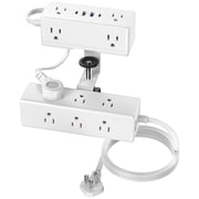 VILONG Desk Clamp Power Strip with USB-C,Desktop Edge Mount Surge Protector Power Strip with 15 Outlets,Clamp-on Power Station for Office,White
