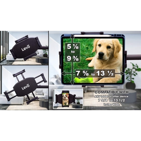 Dual Clamp Tablet Holder Cradle Mount G2 - Compatible With All Best & Smart Phone Sizes up to 12.9" iPad Pro Surface Stands, Book Stands and Table Clamps