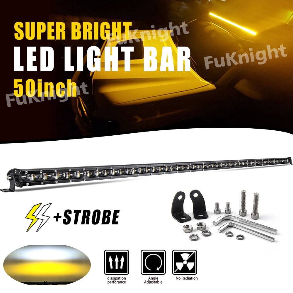 50 Inch Amber/White Strobe LED Light Bar – Spot Flood Combo – 1000W – Offroad - View #2