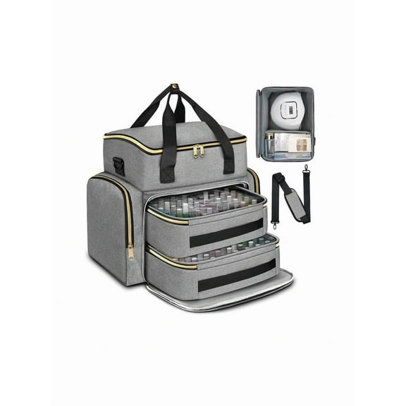 Dual-Color Large Nail Polish Organizer Case (Holds 96-100  Bottles) - Gel Kit Storage Bag with UV Lamp Compartment & Support Board (Ideal for Nail Technicians & Home Use, Perfect Gift for Women)