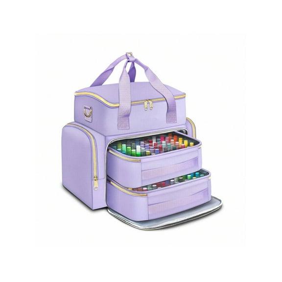 Dual-Color Large Nail Polish Organizer Case (Holds 96-100+ Bottles) - Gel Kit Storage Bag with UV Lamp Compartment & Support Board (Ideal for Nail Technicians & Home Use, Perfect Gift for Women)