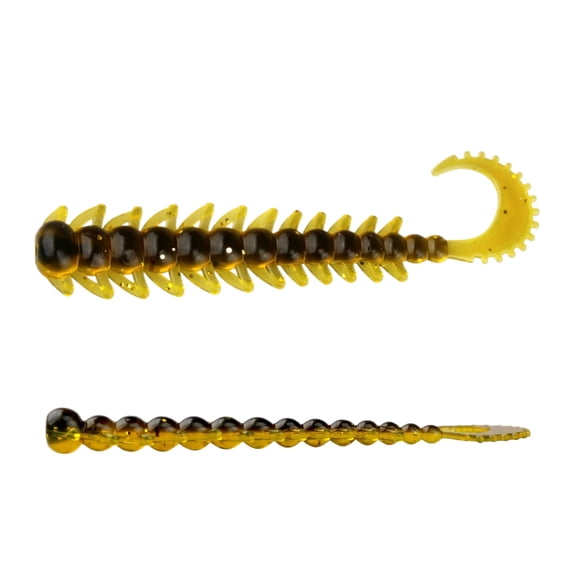 Dual-Color Millipede Soft Fishing Lures Scorpion Tail Bait with Glitter for Texas Rig Jig Head Bass Mandarin Fish Artificial Bionic Worm Lures B180 Dual-Color