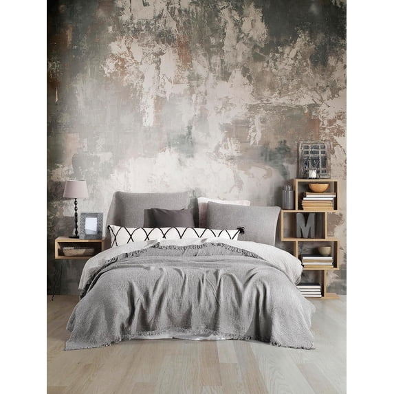 Dual Color Organic Cotton, 4 Layer Gauze Lightweight Breathable Throw, Lightweight Gauze Cotton Bedspread, California king Size Gauze Throw ,With Fringes