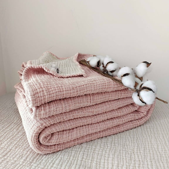Dual Color Organic Cotton, 4 Layer Gauze Lightweight US Throw, Lightweight Gauze Cotton Sofa Cover, Muslin Throw, Rocking Chair Throw, Spa Throw With No Fringes