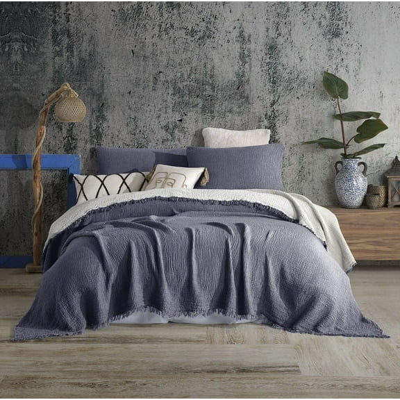 Dual Color Organic Cotton, 4 Layer Gauze, Oversize Lightweight Gauze Blanket, Gauze Muslin Cotton Bed Cover, Muslin Oversize Sofa Throw, Muslin Bedding, Adult Muslin Bedspread ,With Fringes