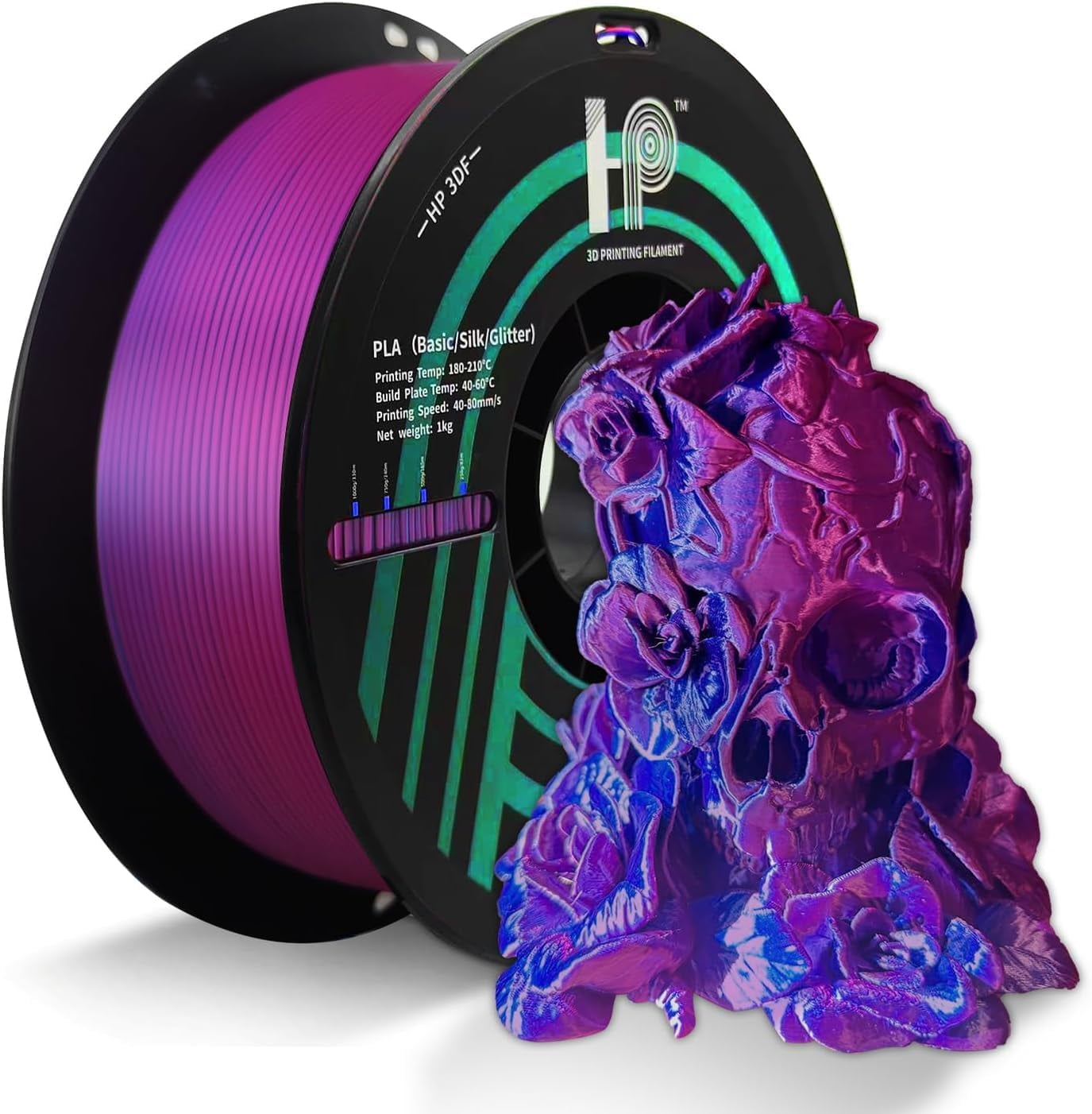 Dual Color PLA Filament,Shiny Silk Blue Rose PLA, 3D Printer Filament,PLA Filament 1.75mm Dimensional Accuracy +/- 0.02mm, 1KG Spool (2.2 lbs), Fit Most FDM Printer