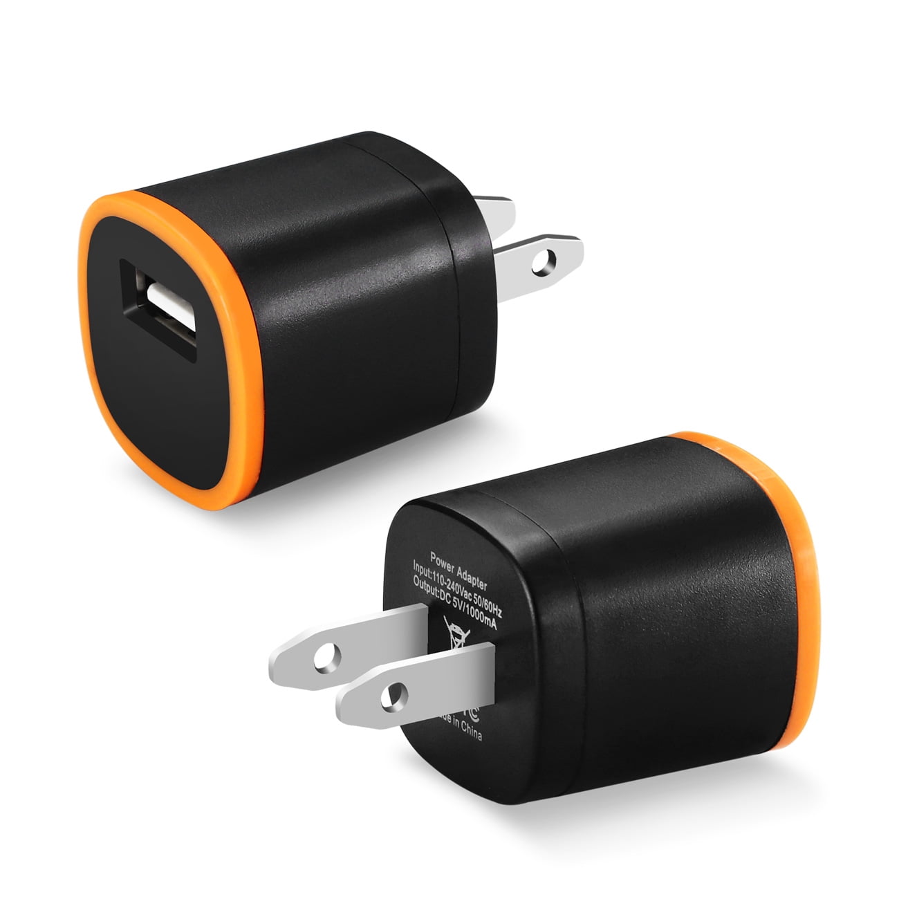 Dual Color Portable Usb Travel Adapter In Orange Black - Walmart.com