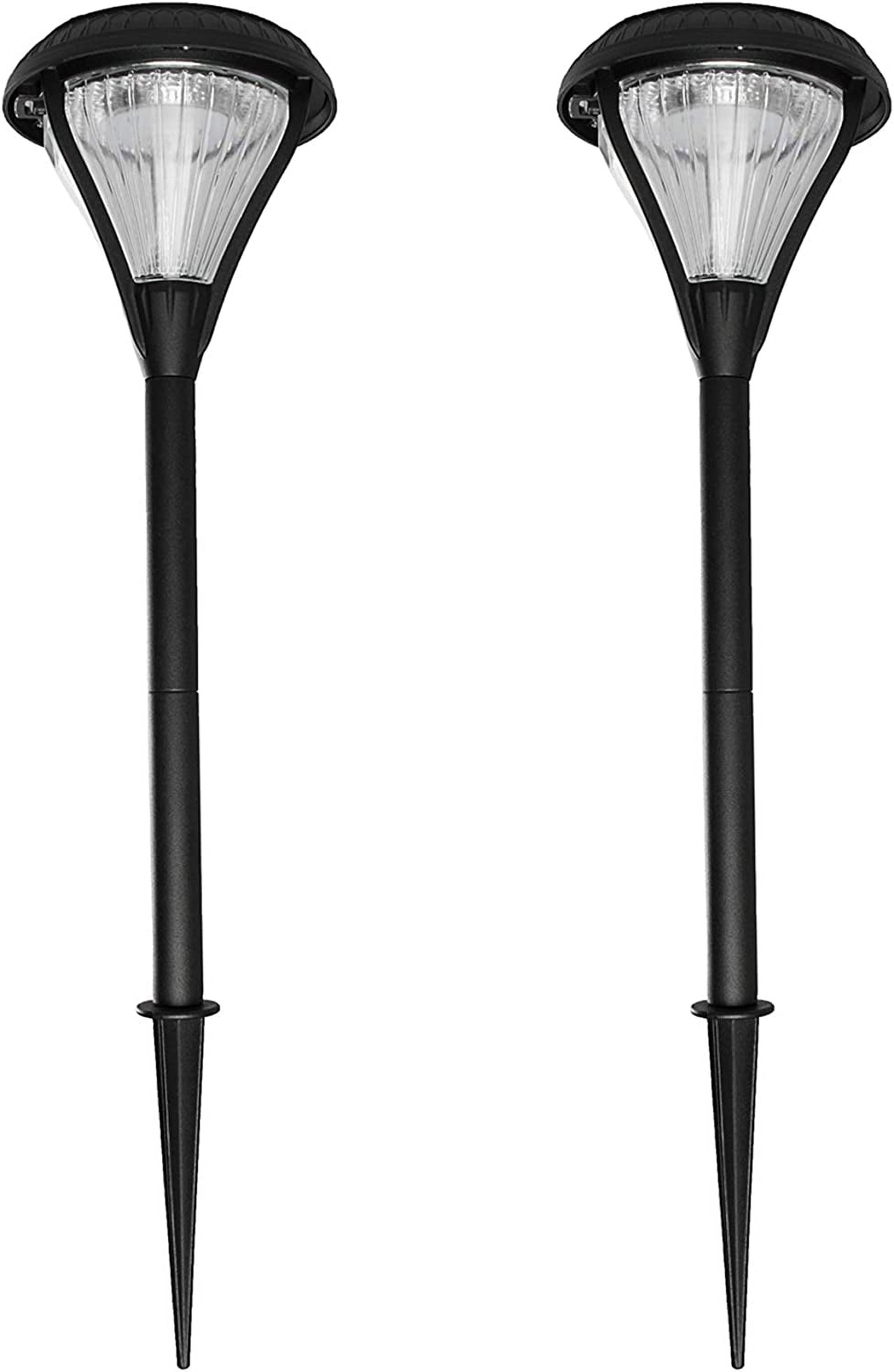 Premier Black Aluminum Solar LED Pathway Lights with Dual Color, Set of 2