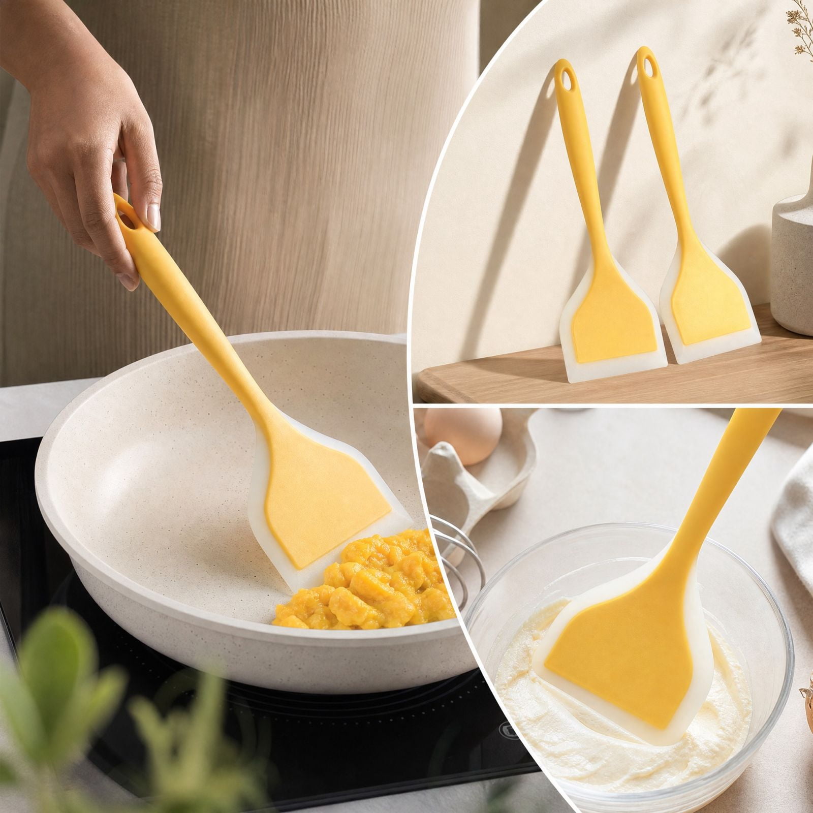 Dual‑Color Silicone Cooking Spatula, Non‑Stick Pan Friendly Kitchen ...