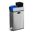 thumbnail image 1 of Dual Compartment 15 Gallon Stainless Steel Step Trash Can, Slim Rectangular Butterfly Lid Recycling Bin, Odor Proof Slow Close with Removable Inner Buckets for Kitchen, 1 of 8