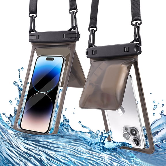 Dual Compartment IPX8 Waterproof Phone Pouch, PVC Dry Bag with Adjustable Neck Lanyard, Holds Earbuds Cards Cash, Underwater Touchscreen for Swimming Diving Rafting Hot Spring