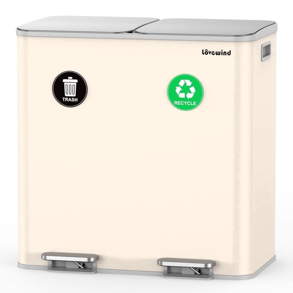 Dual Compartment Kitchen Trash Can, 2 x 10.5 Gallon Stainless Steel Garbage & Recycling Bin Combo for Kitchen, Soft Close Lids, Odor Proof, Hands Free