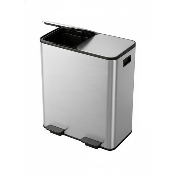 Dual Compartment Kitchen Trash Can – 2 x 40L (21.2 Gal) Stainless Steel Step Bin – Soft-Close Lid, Removable Buckets – Fingerprint-Resistant Odor Control