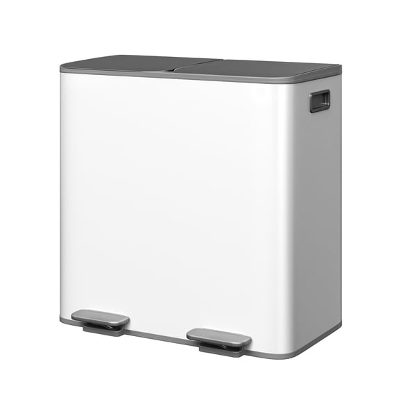 Dual Compartment Trash Can, 2 x 10.6 Gallon (2 x 40 L) Garbage Can for Kitchen,2 Compartment Recycling Kitchen Step Trash Bin, Stainless Steel Trash and Recycle Bin Combo with Soft-Close Lid