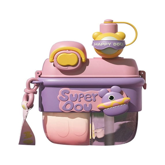 Dual Compartment Water Bottle 16oz, Adjustable Shoulder Strap & Split Straw Design for Hydration Enthusiasts