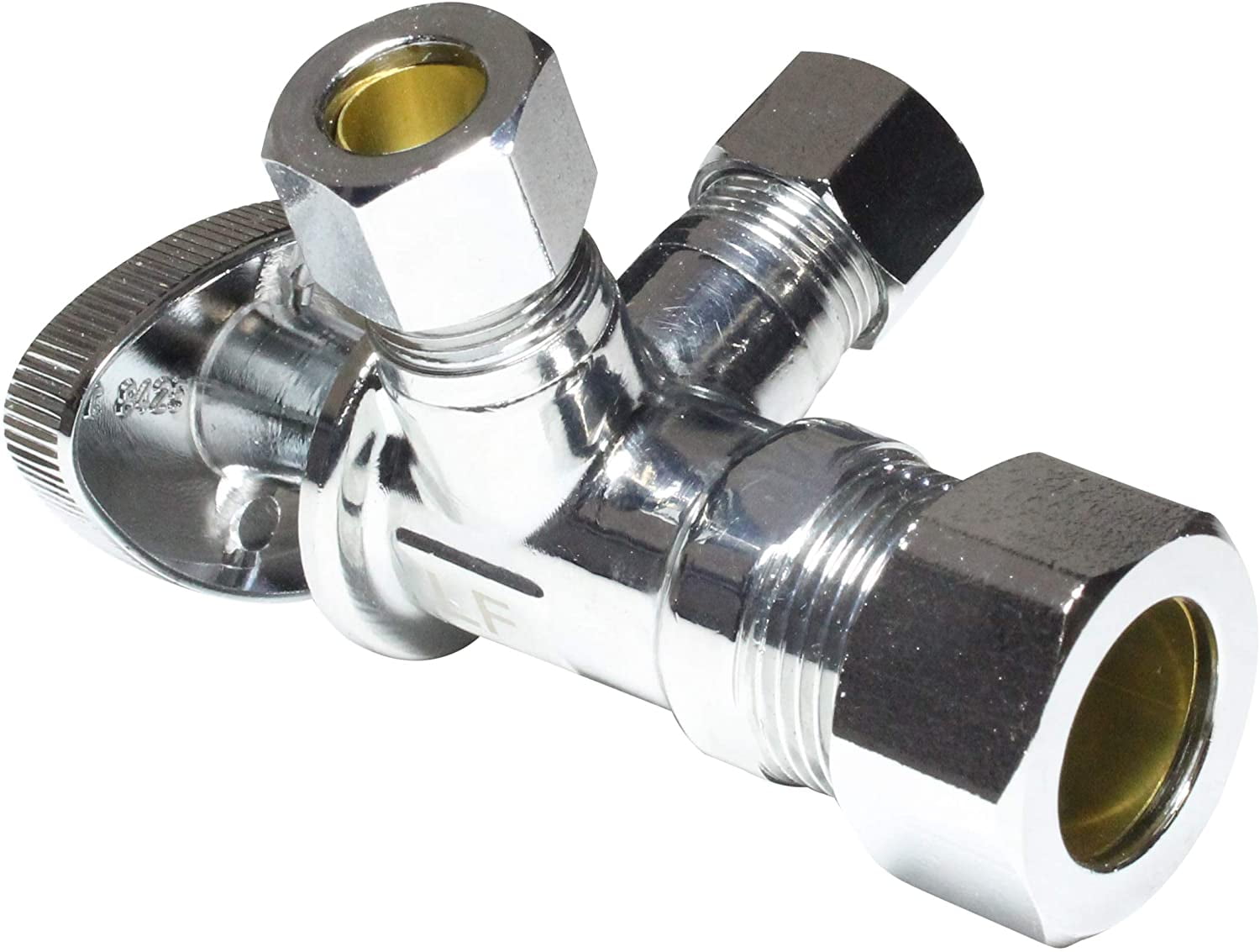 Chrome-Plated Brass Dual Compression Outlet Angle Stop Valve