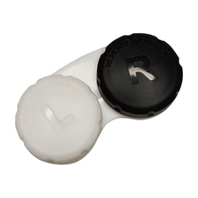 Dual Contact Lens Case Portable Travel Storage Box for Left and Right Lenses Leak Proof Mirror Compact Eye Care Container 2x1x1 Inch Black