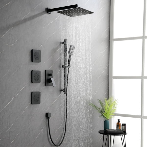 Dual-Control 3-Function Shower System with Hand Shower, 3 Bodysprays & Slide Bar – Complete Bathroom Fixture Package Includes Metal Lever Handles