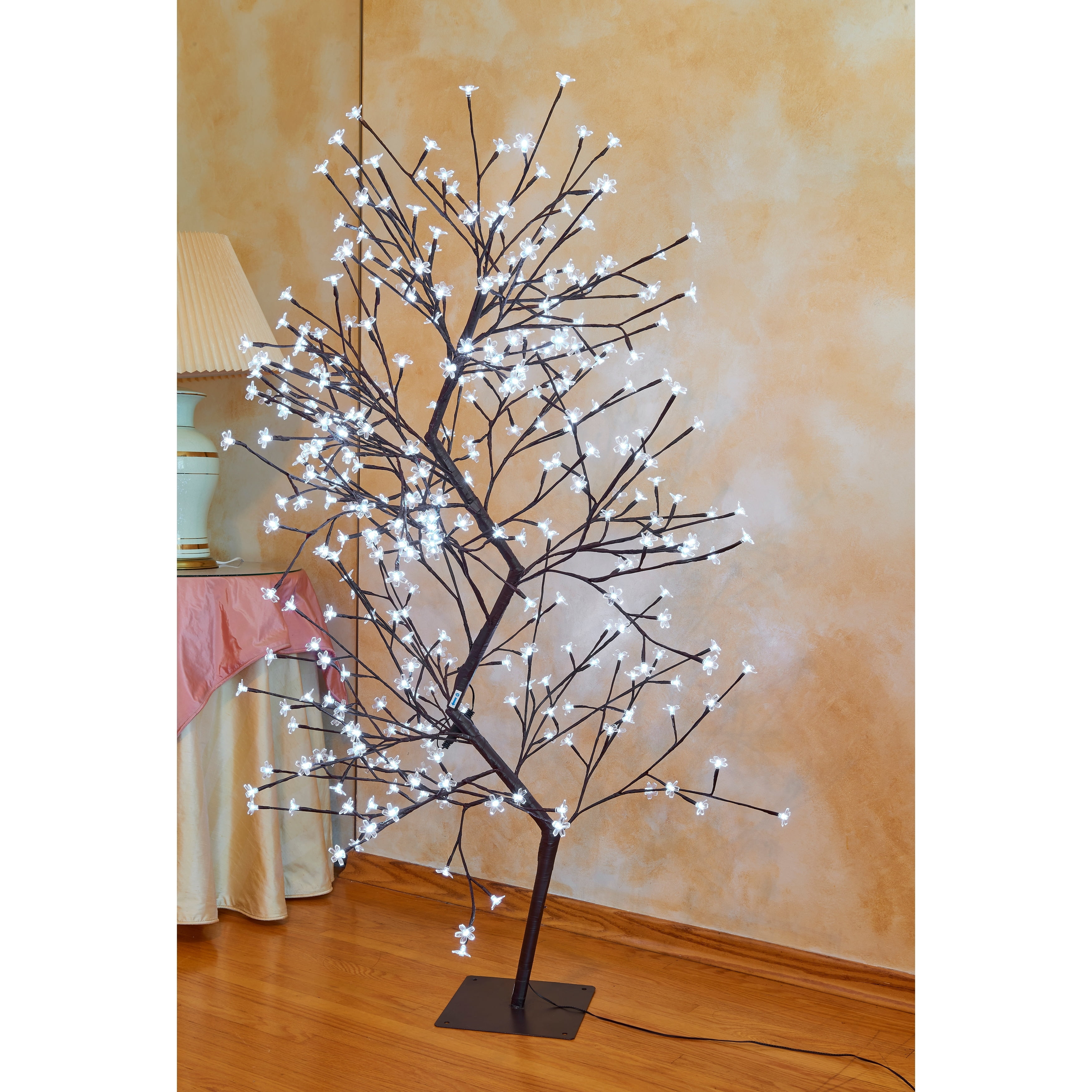 63-Inch Brown Artificial Cherry Blossom Tree with Multicolor LED Lights