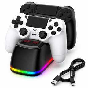 QXWPBV Charging Dock for PlayStation 4 Controllers, USB Powered Dual Controller Charger with LED Indicator, Black
