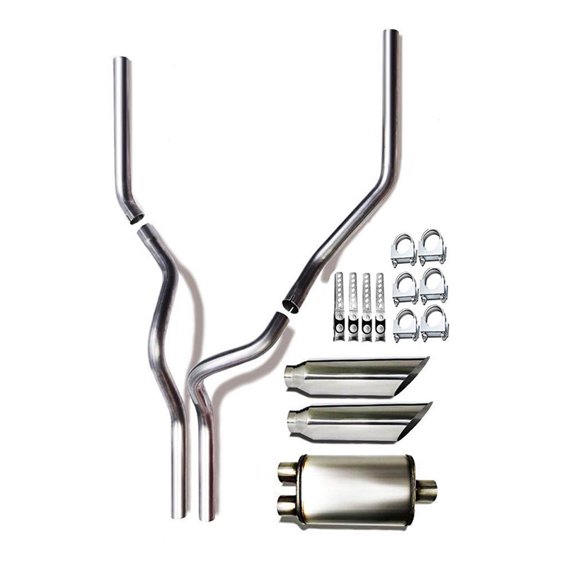 Colt Exhaust Stainless Steel Universal Mandrel Dual Pipes Exhaust Kit with Single Chamber Muffler & Angle Cut Tips Fits Dodge Ram 2500 2011-2018