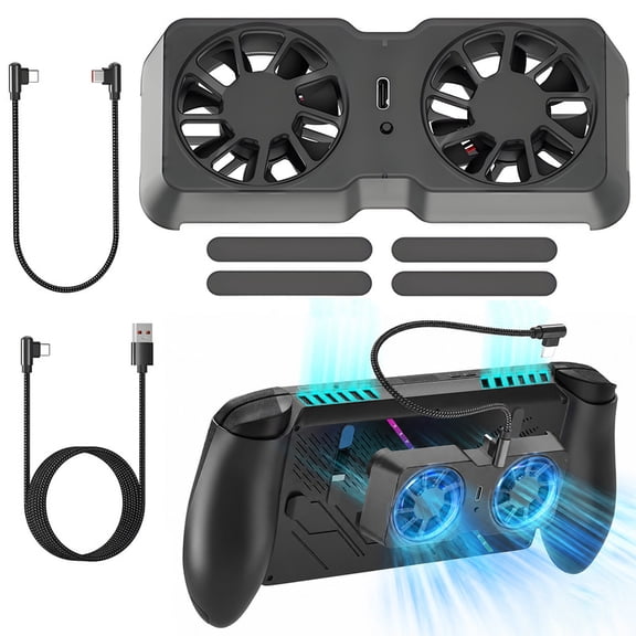 Dual Cooling Fan for Steam Deck/ROG Ally X/Legion Go, Portable Fan Cooler with 3 Adjustable Speed, USB-C Powered Game Console Cooler