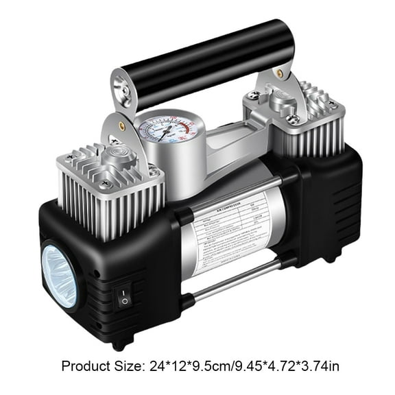 Dual Cylinder DC 12V Air Compressor for Car, Heavy Duty Portable Tire Inflator,Tire Pump 150PSI with LED Light for Auto,Truck,SUV, RV,Balls etc