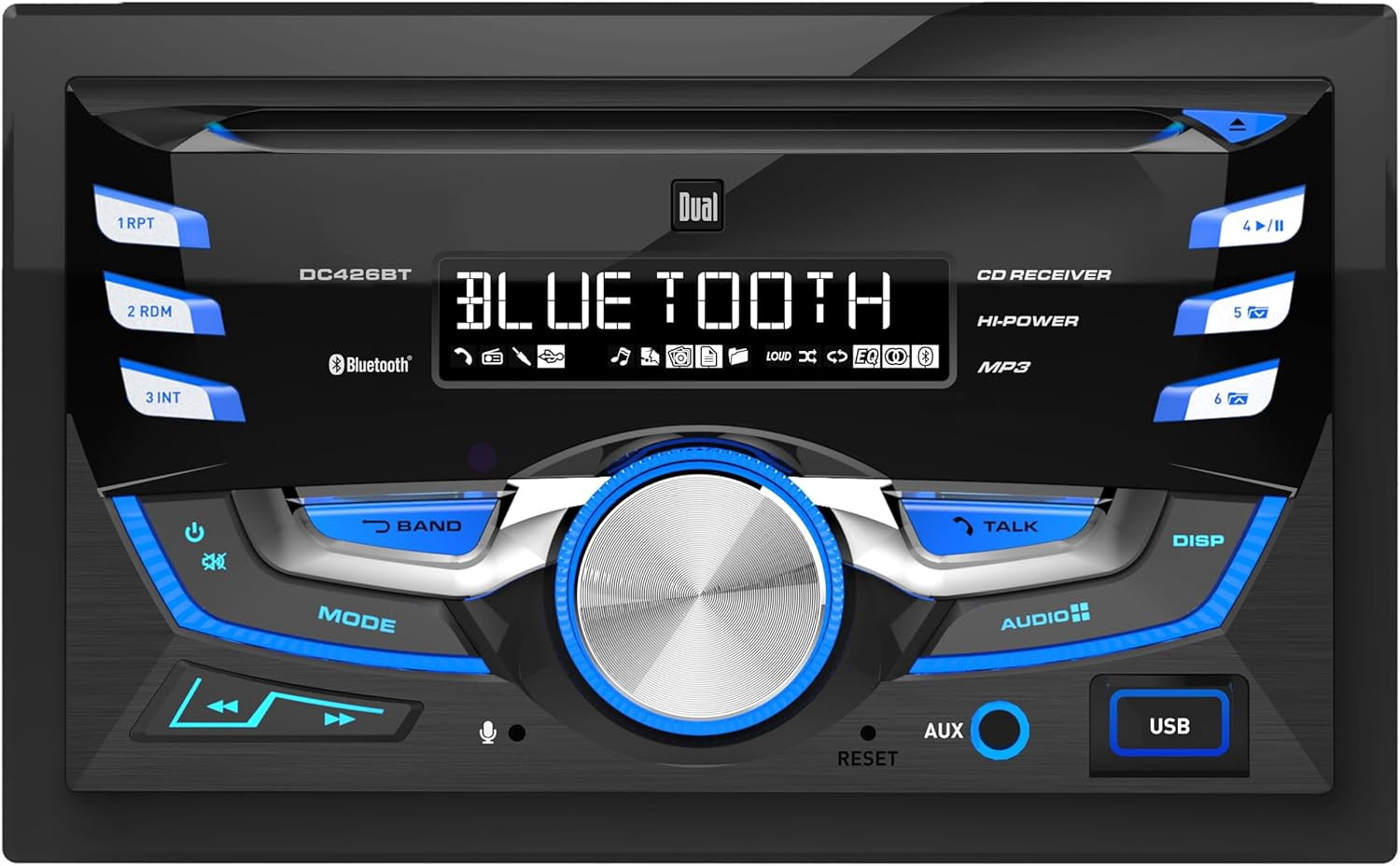 Dual Electronics DC426BT Multimedia 3.7 inch LCD Display Double DIN Car Stereo with Bluetooth & Built- in CD/MP3 Player