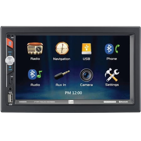 Dual DM620N 7-inch Double-Din in-Dash Mechless Receiver with Built-in Navigation and Bluetooth