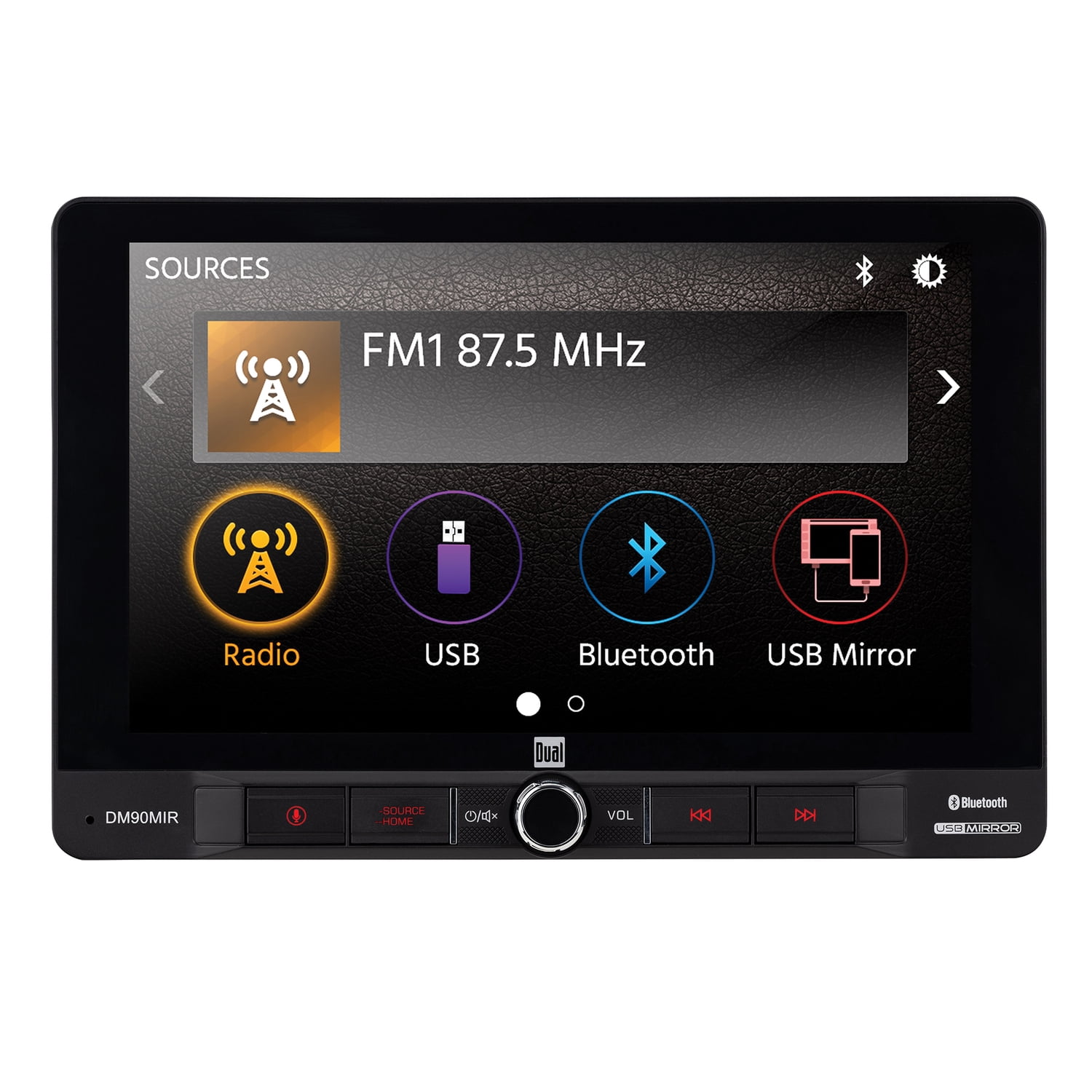 Dual DM90MIR 9In. Media Receiver with Bluetooth, USB Mirroring, FM