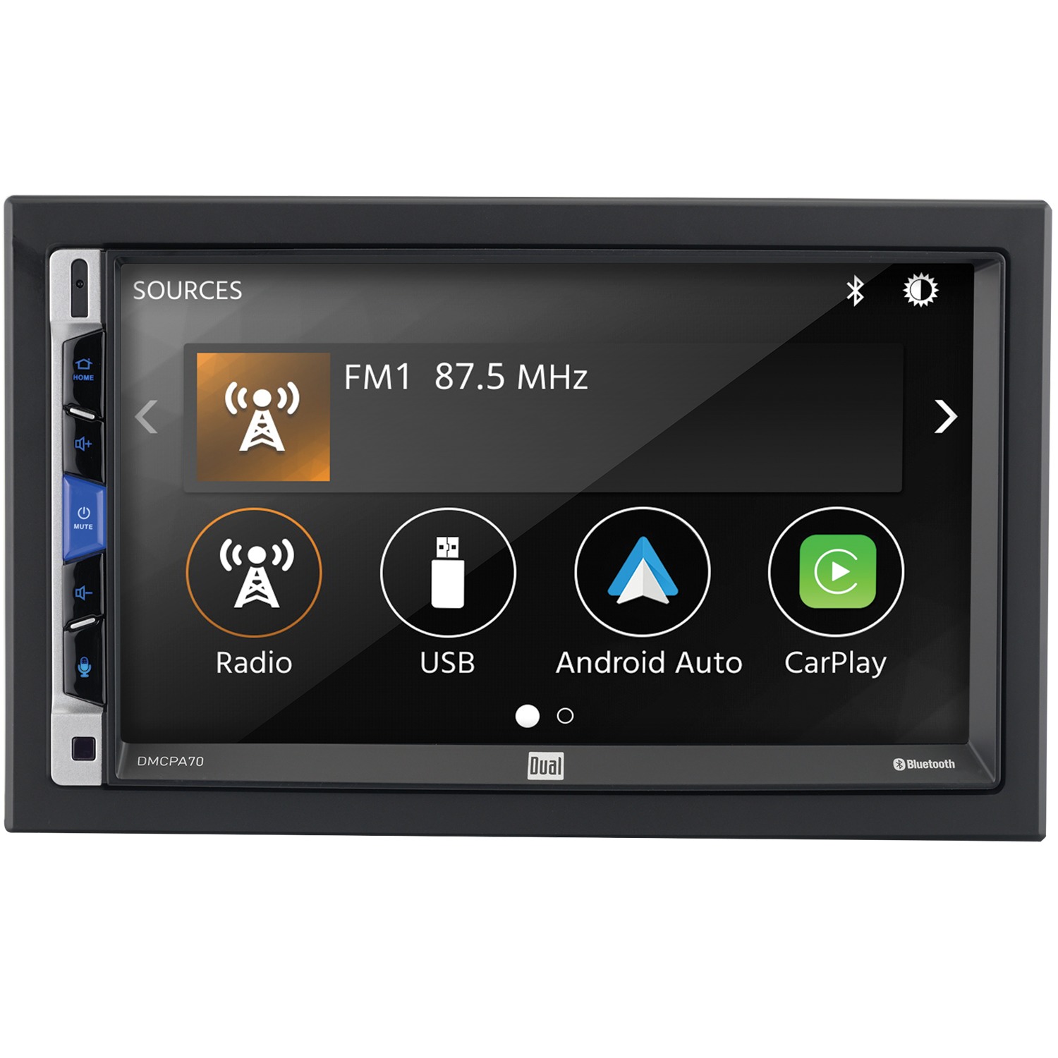 Dual DMCPA70 7-Inch Double-DIN In-Dash Mechless Receiver With Bluetooth, Apple Carplay, And Android Auto - image 1 of 8