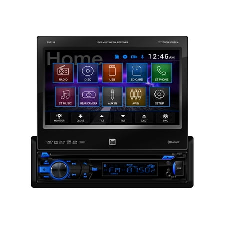 Dual DV715B 7" Touch Screen DVD Receiver, In-Dash Unit, Single-DIN, 340W Peak Power