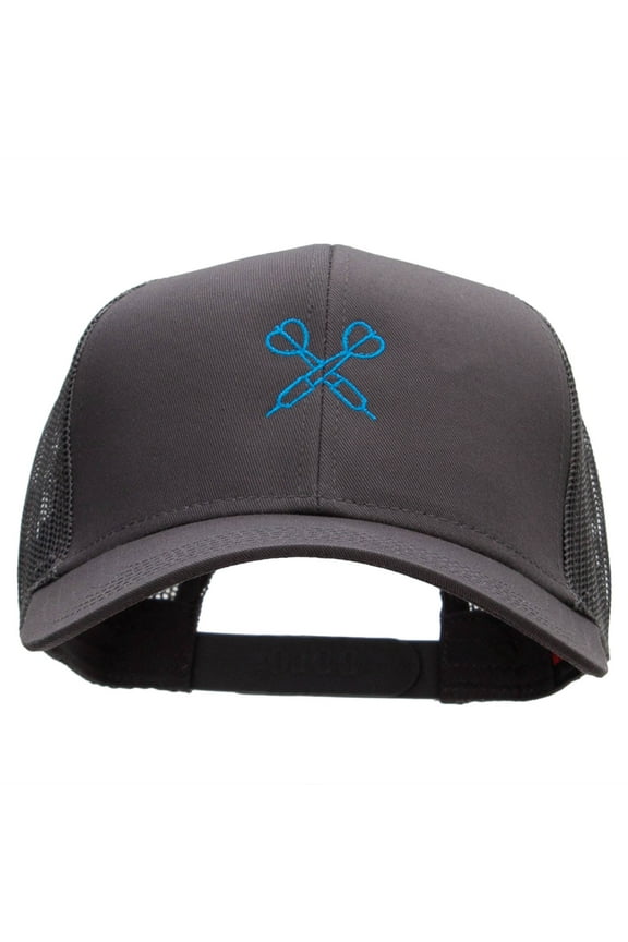 Dual Darts Embroidered Solid Cotton Twill Mesh Prostyle Cap - Charcoal OSFM