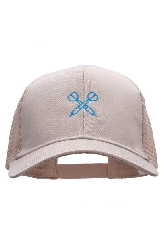 Dual Darts Embroidered Solid Cotton Twill Mesh Prostyle Cap - Khaki OSFM