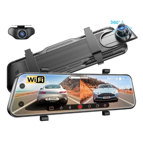 Dual Dash Cam 10" Touch Screen WiFi, Front 1080P Rear 720P, Loop Recording, Night Vision, WDR, Parking Monitor, GPS, Voice Control
