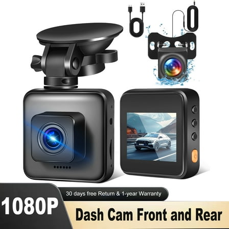 Dual Dash Cam for Cars, 1080P Full HD Dash Camera Front and Rear, G-Sensor Dashcam, Night Vision, 24H Parking Mode, Loop Recording, Support 256GB Max