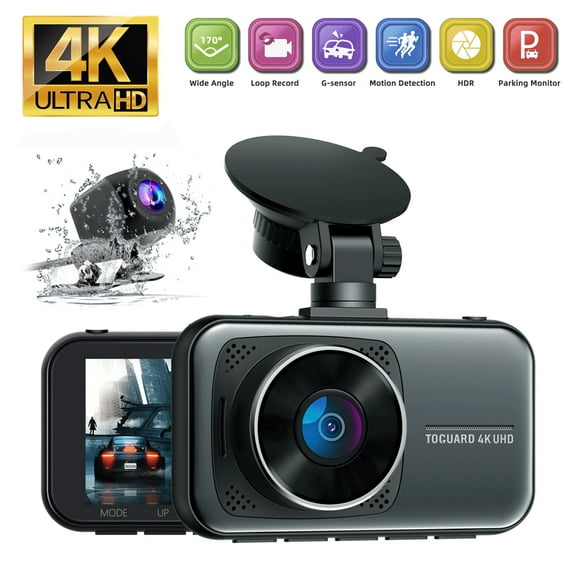 TOGUARD Dash Cam,4K+1080P Dashcam Front and Inside, 3.2" Car Camera for Cars, Car Dash Camera with GPS, WDR, Parking Monitor, Support 256GB