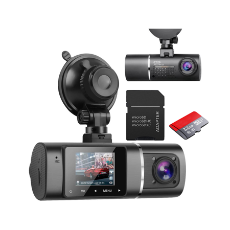 Dual Dash Cam Hardwire Kit Included FHD 1080p+1080p Front Inside Cabin Car Camera Driving Recorder with Infrared Night Vision WDR G-Sensor Loop Recording for Taxi Rideshare