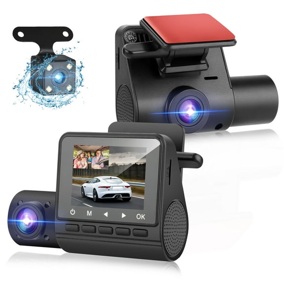 Dual Dash Cam, TSV 1080P Car Driving Recorder Camera with Night Vision Parking Mode, Motion Detection, G-Sensor - Black