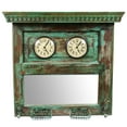 thumbnail image 1 of Dual Dial Wooden Wall Clock With Mirror, Green, 1 of 2