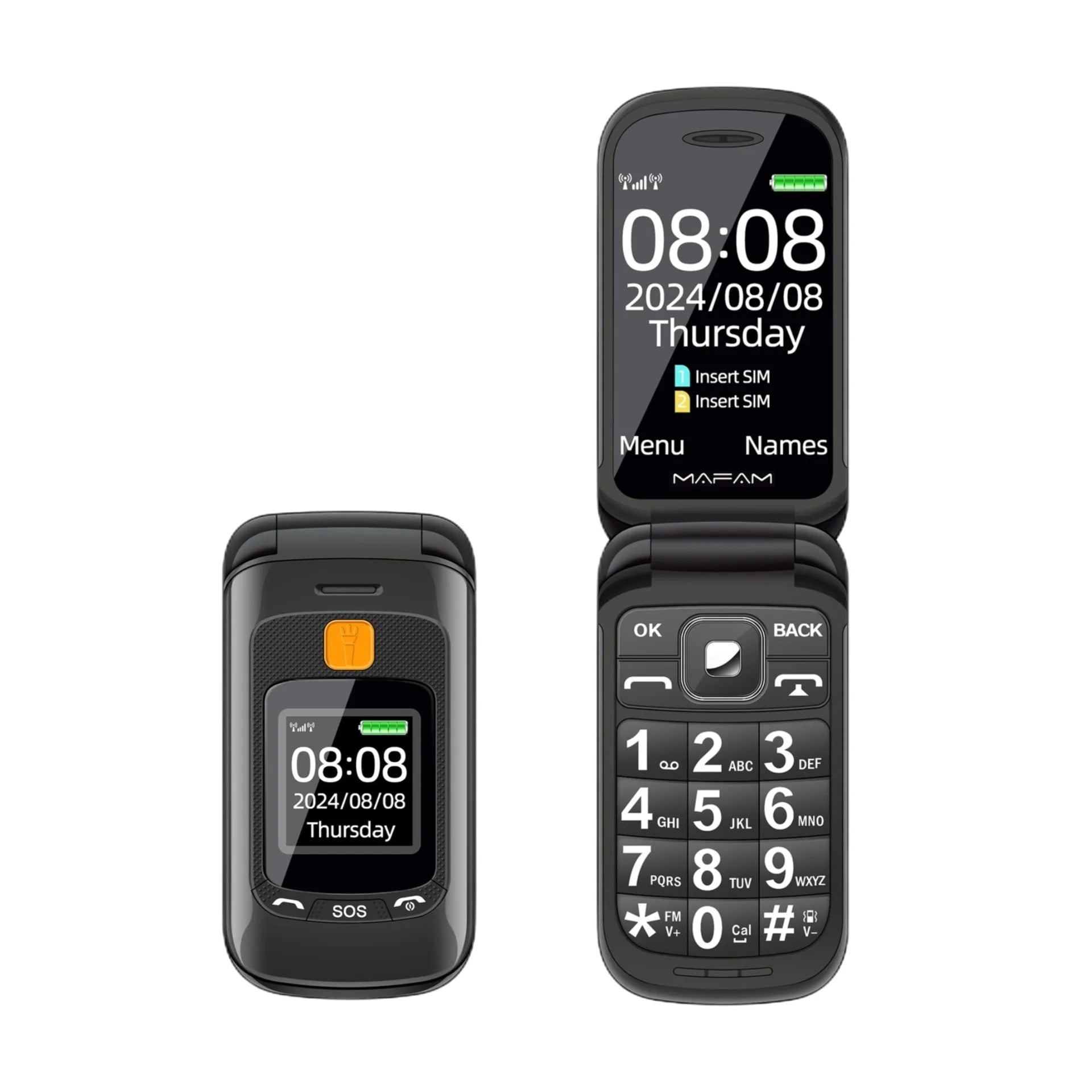 Dual Display Senior Mobile Phone Unlocked - Black