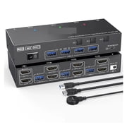 Dual Display USB 3.0 Dual Monitor KVM Switch Simulation EDID Extended Display Switcher for 3 Computers Share 2 Monitor