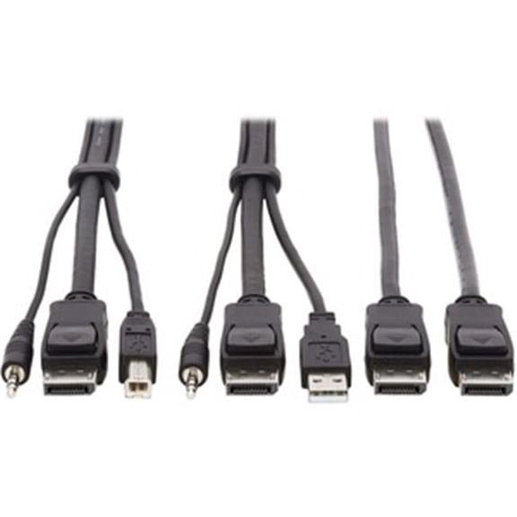 Dual DisplayPort KVM Cable Kit 4K USB 3.5 mm Audio 3 x M-3 x M - Black - 6 ft.