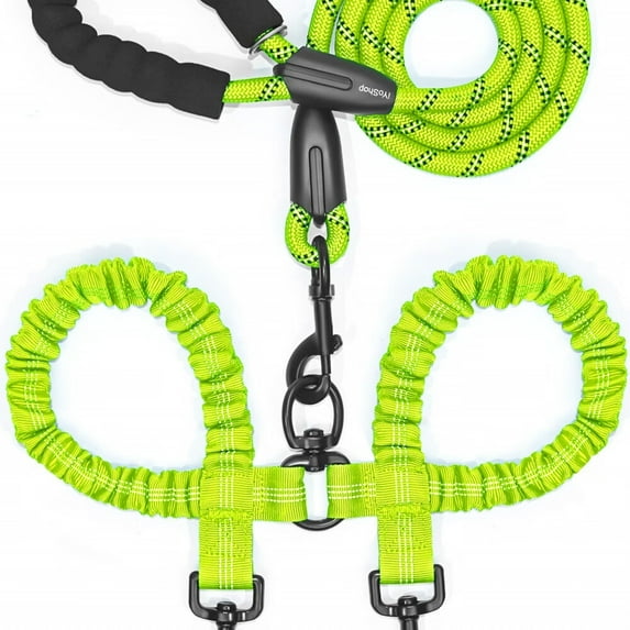 Dual Dog Leash, Double Dog Leash, 360 Swivel No Tangle Walking Leash, Shock Absorbing Bungee for Two Dogs, Large (25-150 lbs)